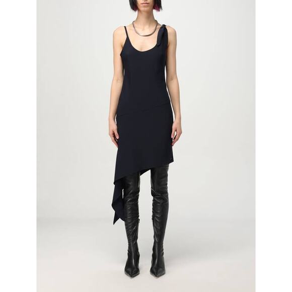 Courreges Knot Tech Crepe Dress in Navy FR 40 US 8 - Picture 1 of 4